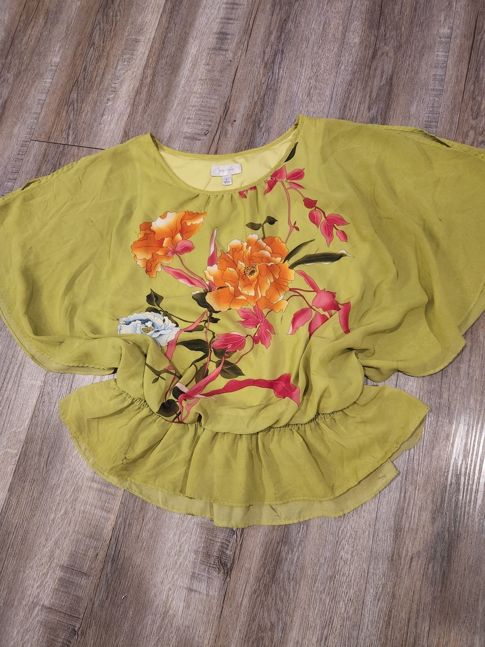 Women's Green Floral Peplum Blouse
